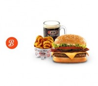 Paket B: Deluxe Burger + Fries (French or Curly) + A&W Root Beer
